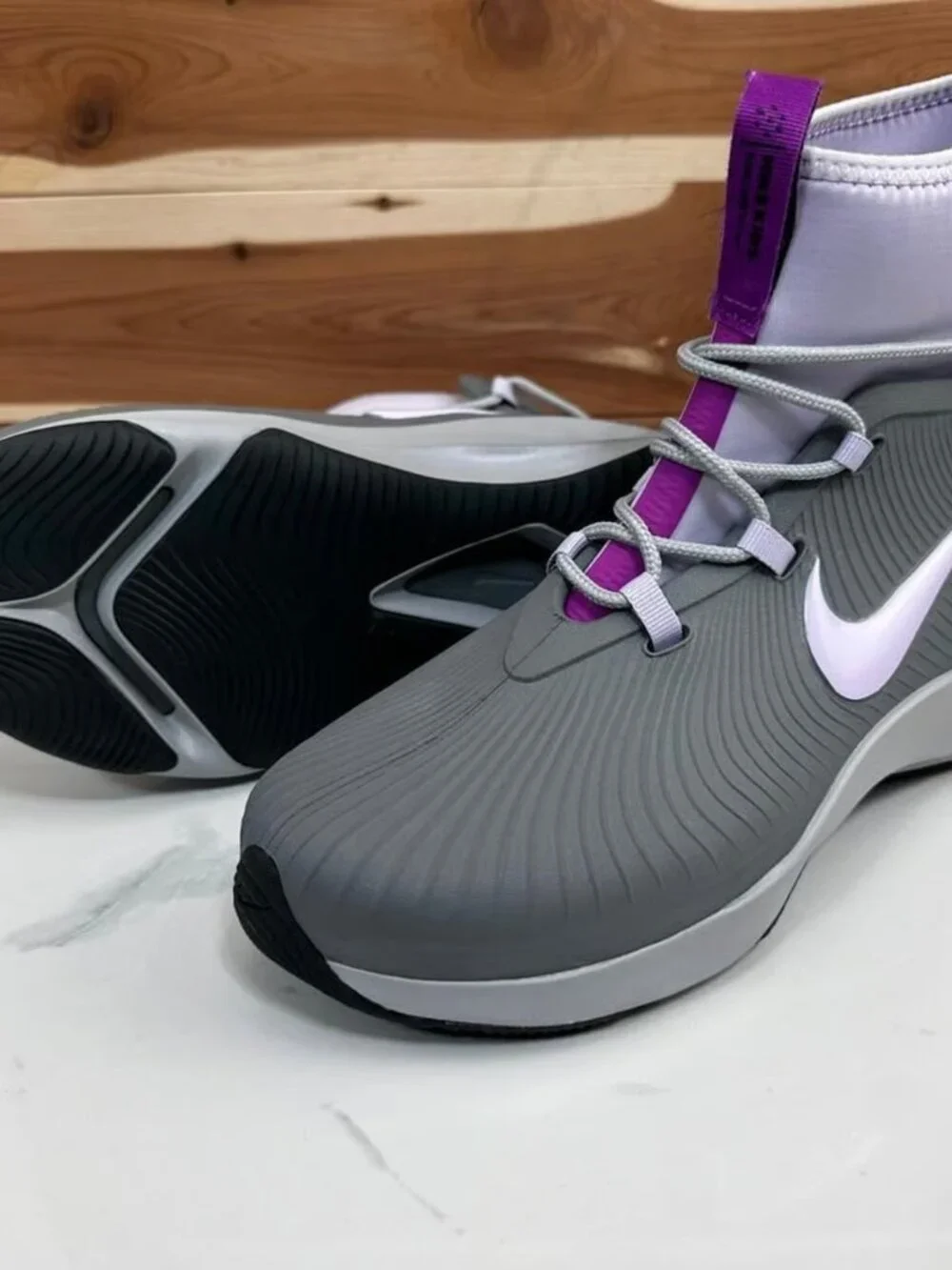 NEW- Nike Binzie Waterproof Rain Boot Sneakers Gray/Purple size Youth 5Y